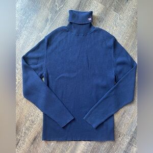 Vintage Ralph Lauren Polo Navy Blue Ribbed Turtleneck Sweater, Woman’s XL